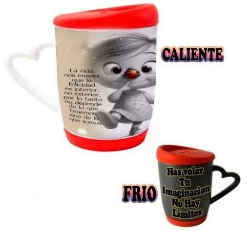 Mug Mágico Oreja Corazón con Tapa y Base de Silicona - Personalizable